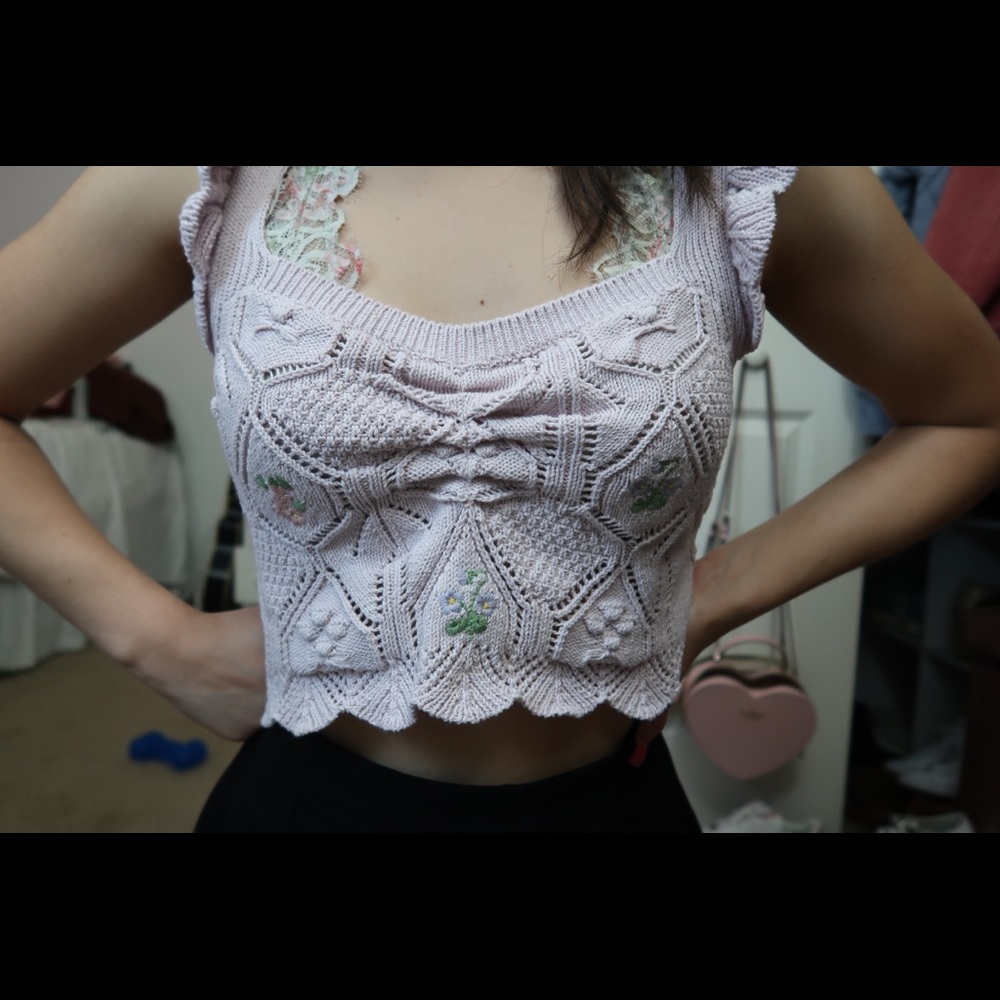 Zara embroidery crop top